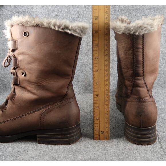 Abeo Shoes Womens 10 Boots Helena Leather Winter Waterproof Snow Warm Lace Up - Picture 6 of 14